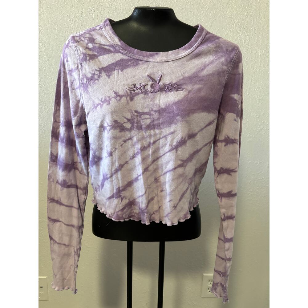 Playboy X Pacsun Top Tee Long Sleeve Purple Tie Dye Size M Medium